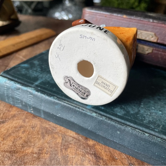 Vintage 1950 Norcrest June paddle boat Mouse ceramic Figurine Decor Gray Holiday - Picture 4 of 4